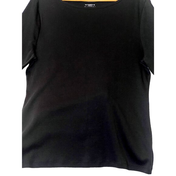 Talbots Women's Black Pima Cotton Tee Shirt Size L 3/4 Sleeve Stretch Goth - Picture 5 of 16
